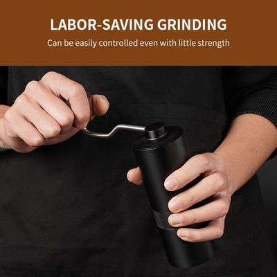 검은 에스프레소 설명서 커피 그라인더 나무 손잡이 원추형 거친 부분 손 커피 그라인더