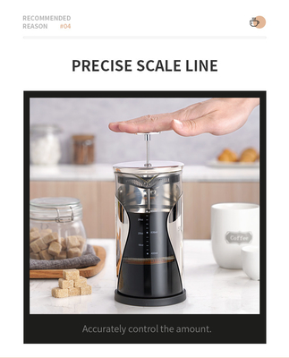 BPA 자유롭 34 온스 프렌치 프레스 4 층 필터 1000ML 스테인레스 강