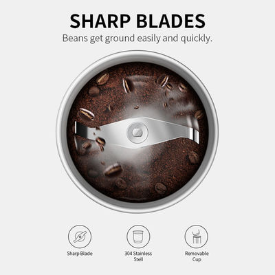 검은 강력한 모터 관습 커피 그라인더 스테인레스 스틸 블레이드 콩 핵심 양념