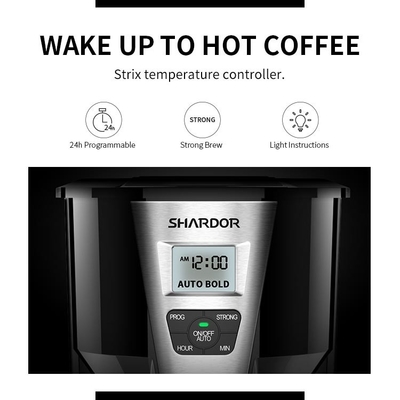 자동차는 위에 스테인레스 강 드립 커피 메이커에게 1.8L 12 컵 검정색을 따릅니다