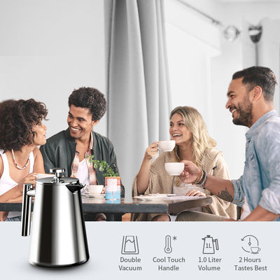 1000ML 자동 프렌치 프레스 커피 메이커는 스테인레스 강 중벽을 여행합니다